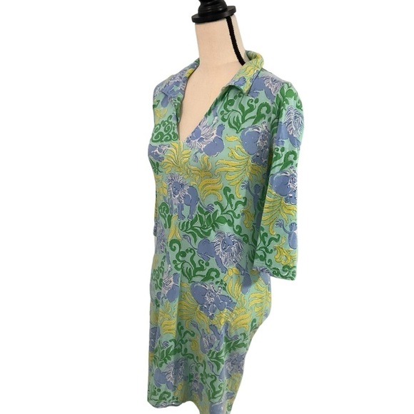 Barbara Gerwit Vintage Knit Print Dress Shirt Collar Style Size Small Coastal - Picture 2 of 10